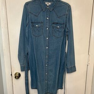 Wrangler Blue Long Sleeve Denim Dress